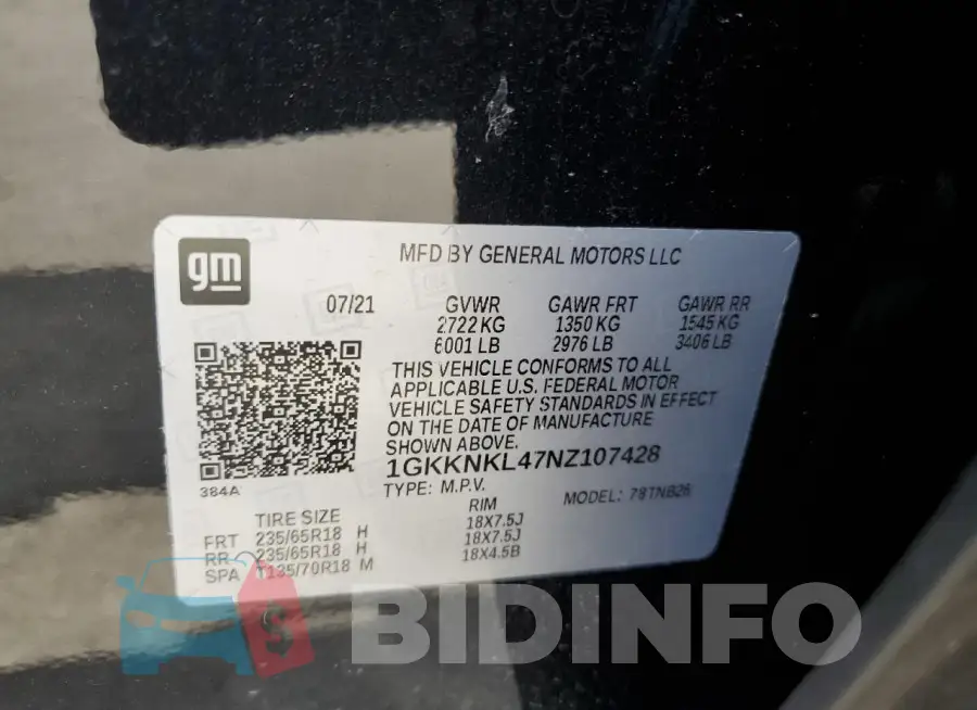 1GKKNKL47NZ107428 Photo# 13