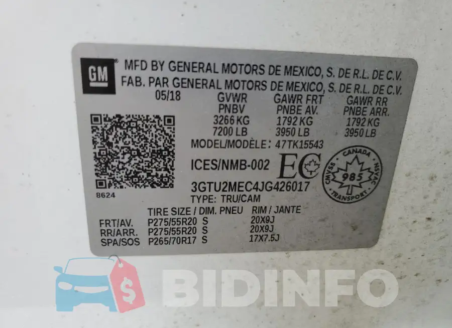 3GTU2MEC4JG426017 Photo# 12