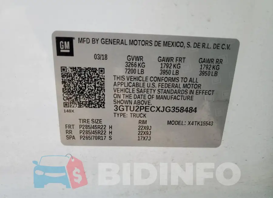 3GTU2PECXJG358484 Photo# 12