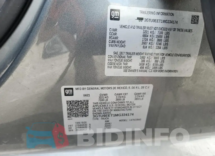 3GTU9EET1MG334174 Photo# 13