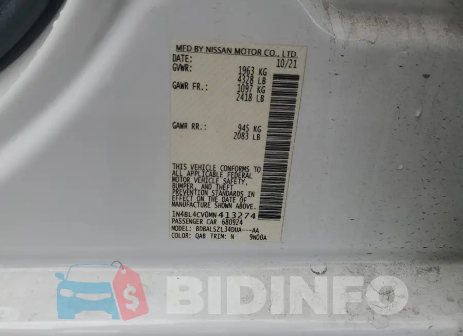 1N4BL4CV0MN413274 Photo# 13