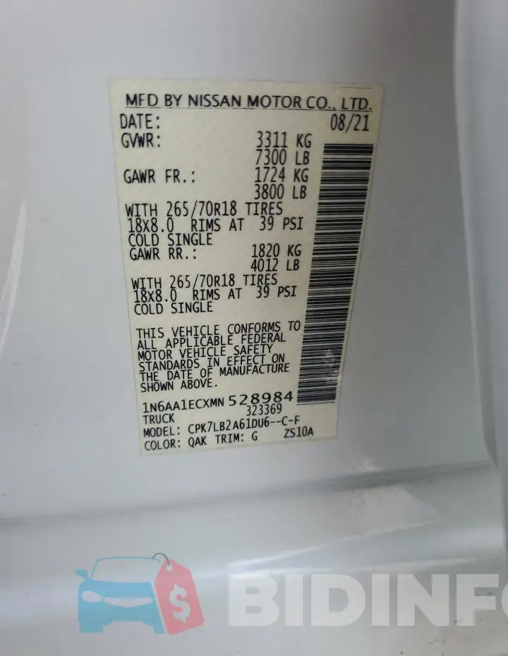 1N6AA1ECXMN528984 Photo# 12