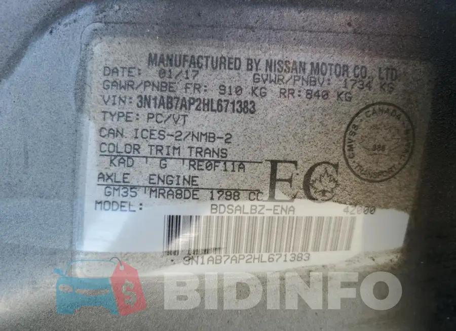 3N1AB7AP2HL671383 Photo# 12