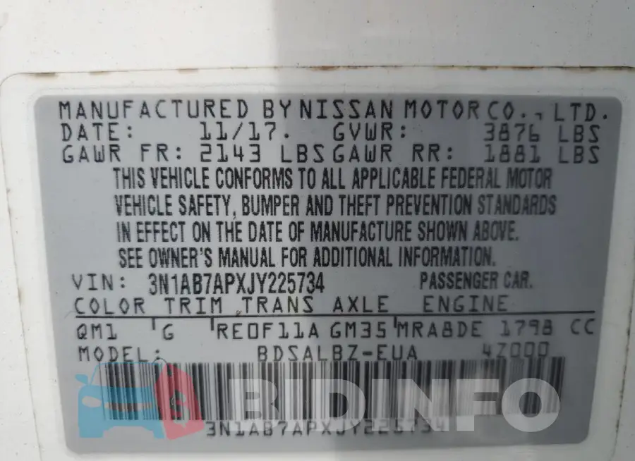 3N1AB7APXJY225734 Photo# 13