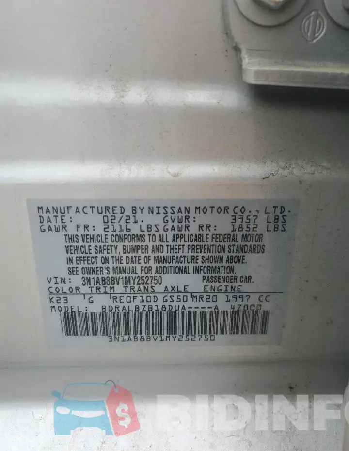 3N1AB8BV1MY252750 Photo# 12