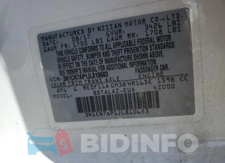 3N1CN7AP1JL810683 Photo# 12