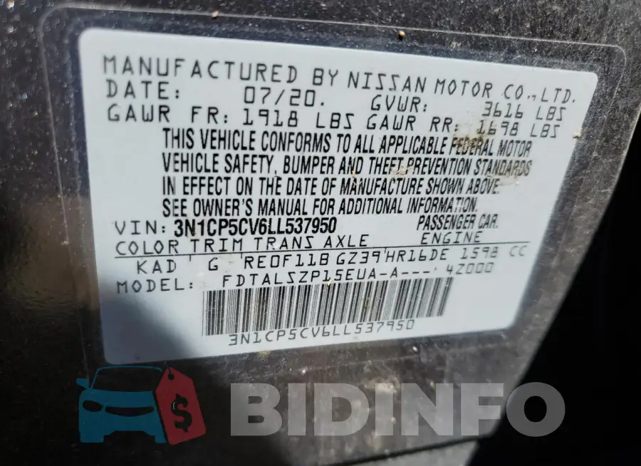 3N1CP5CV6LL537950 Photo# 14