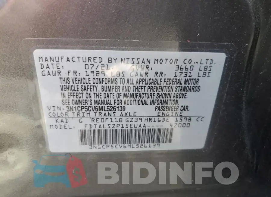 3N1CP5CV6ML526139 Photo# 13