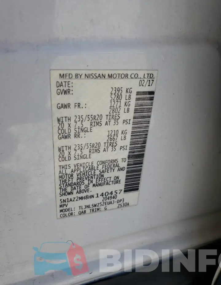 5N1AZ2MH8HN140457 Photo# 13