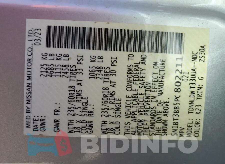 5N1BT3BB5PC802211 Photo# 12