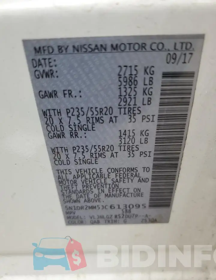 5N1DR2MM5JC613095 Photo# 13