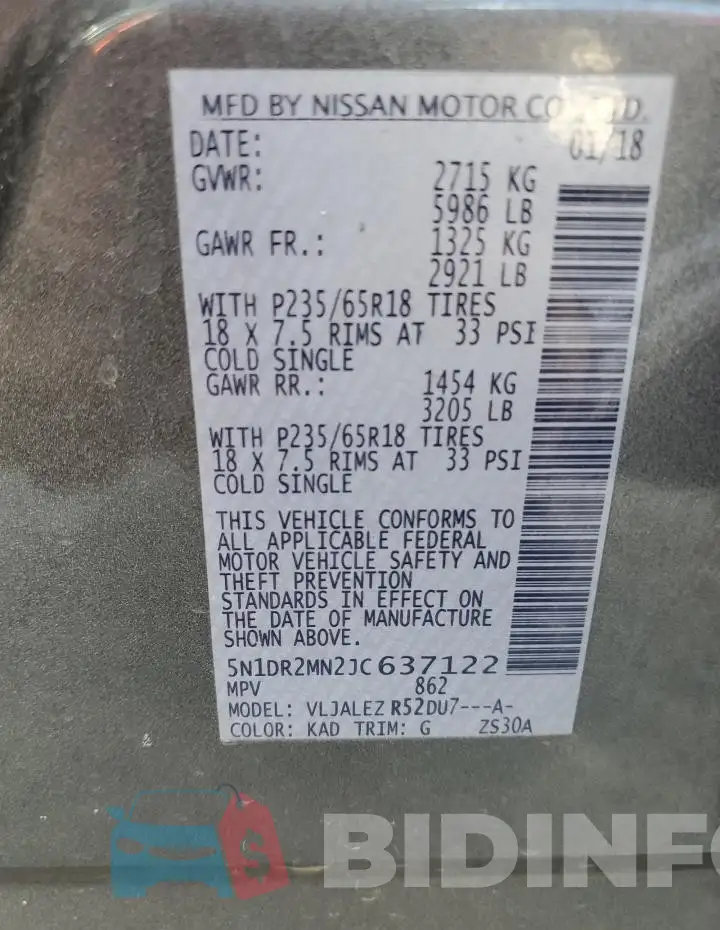 5N1DR2MN2JC637122 Photo# 14