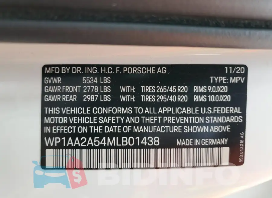 WP1AA2A54MLB01438 Photo# 12