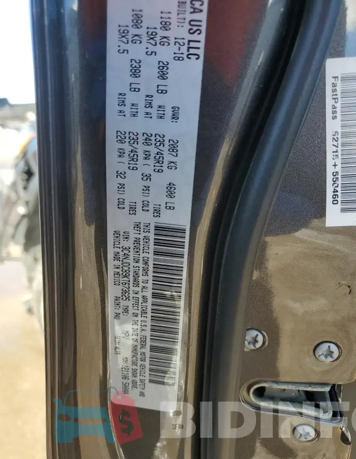 3C4NJDCB9KT673625 Photo# 13