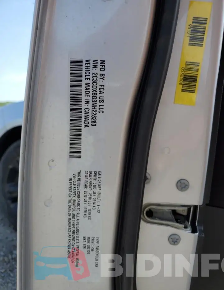 2C3CDXBG3NH228280 Photo# 12