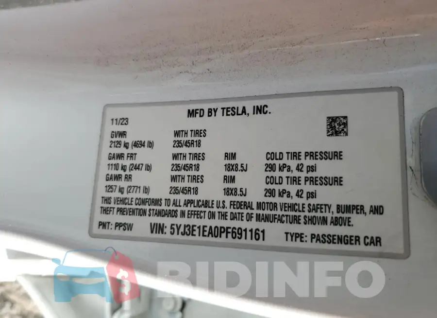 5YJ3E1EA0PF691161 Photo# 12