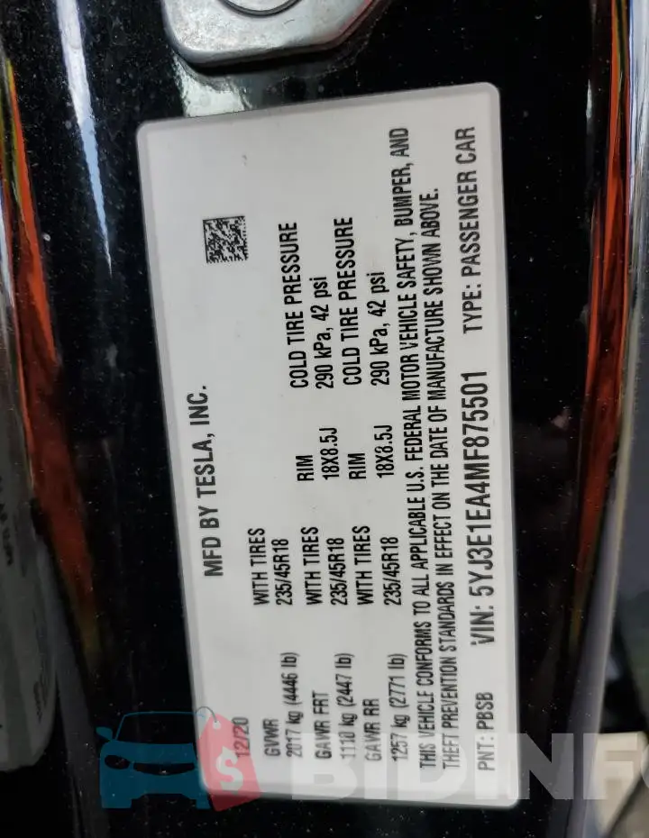 5YJ3E1EA4MF875501 Photo# 14
