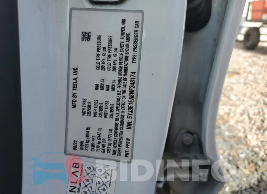 5YJ3E1EA8NF348174 Photo# 12