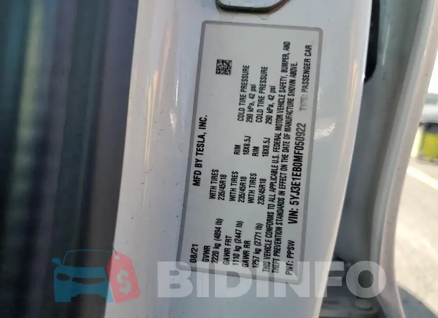 5YJ3E1EB0MF050922 Photo# 12