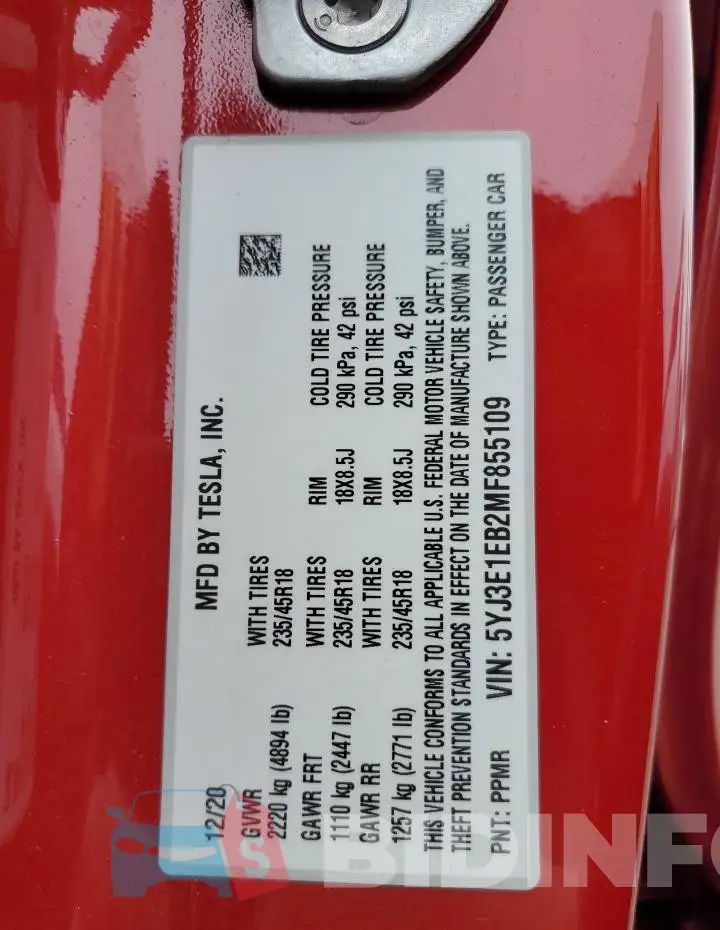 5YJ3E1EB2MF855109 Photo# 13