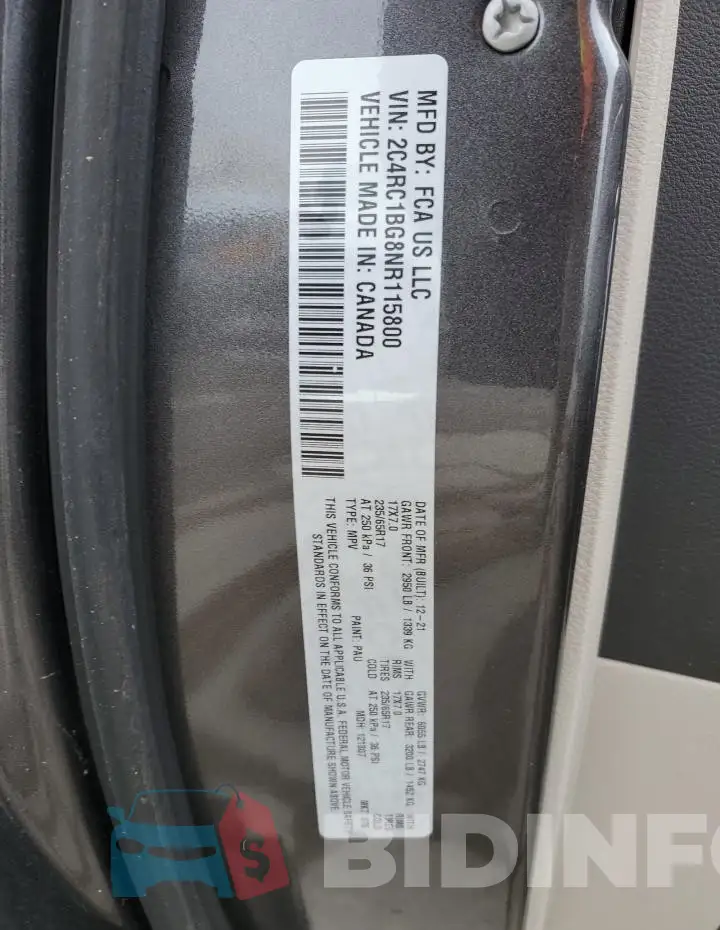 2C4RC1BG8NR115800 Photo# 13