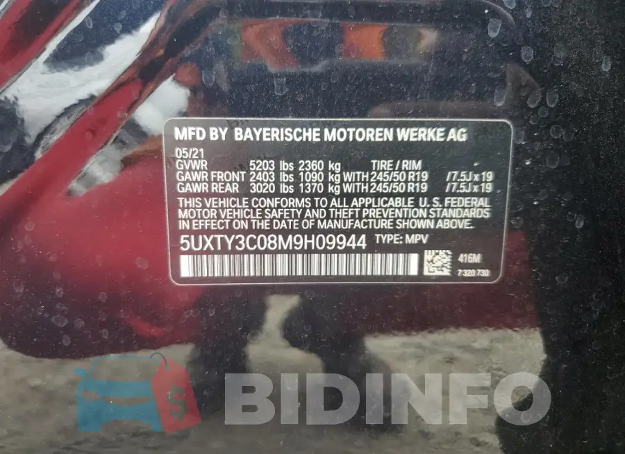 5UXTY3C08M9H09944 Photo# 14