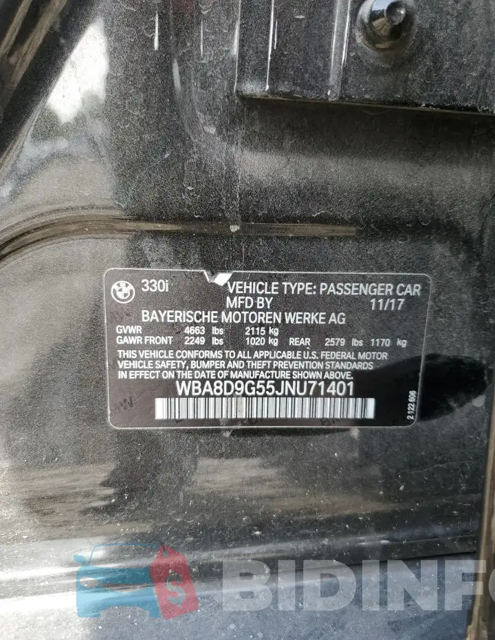 WBA8D9G55JNU71401 Photo# 12