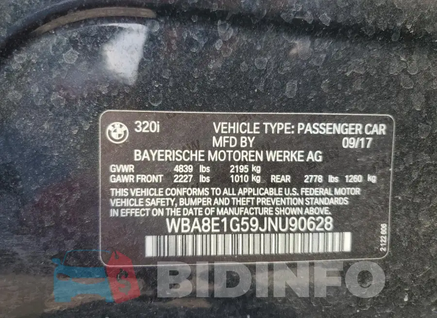 WBA8E1G59JNU90628 Photo# 12