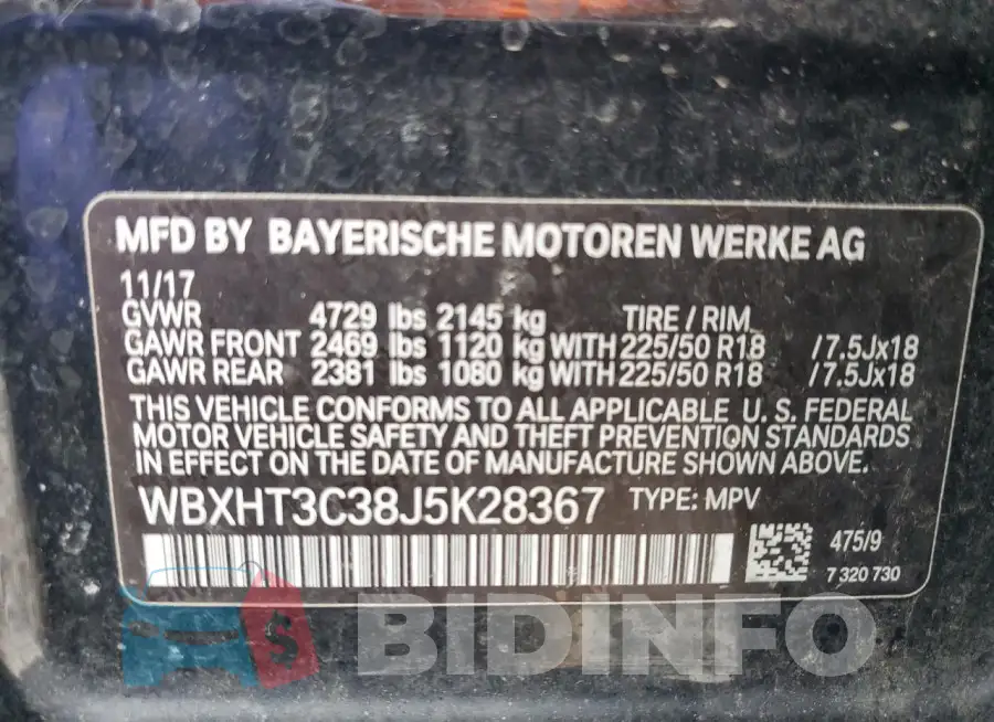 WBXHT3C38J5K28367 Photo# 13