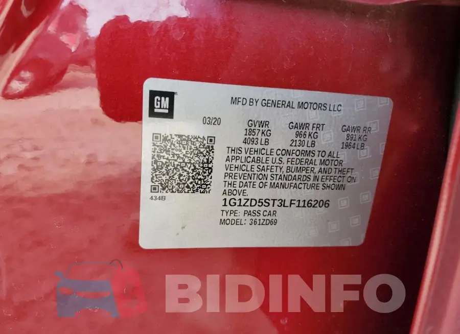 1G1ZD5ST3LF116206 Photo# 13