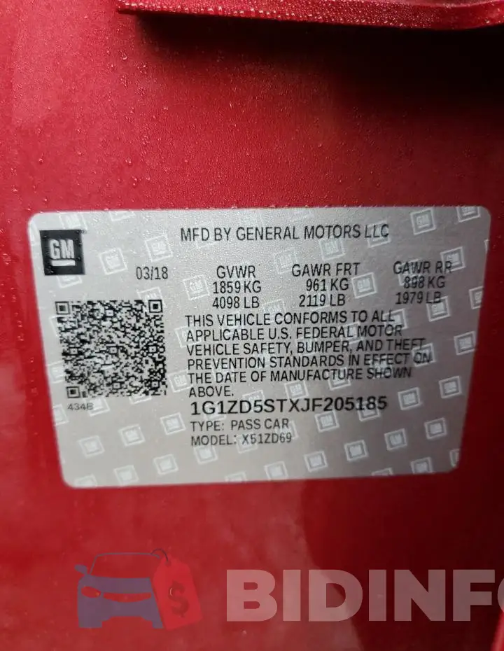 1G1ZD5STXJF205185 Photo# 12
