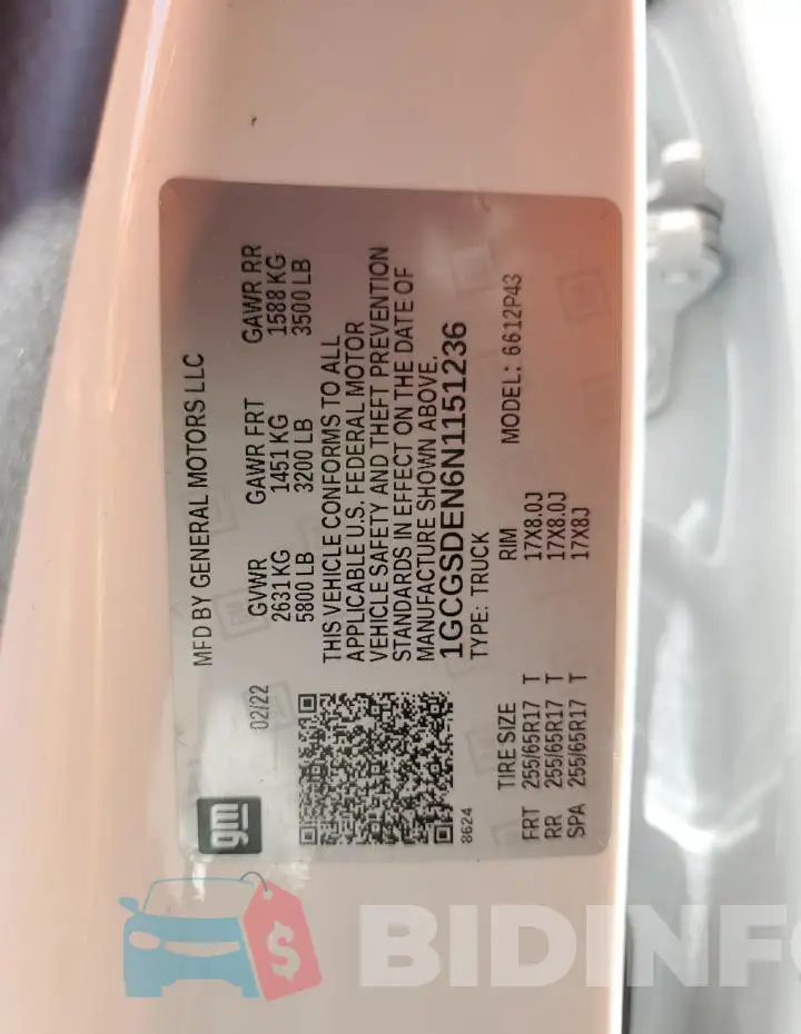 1GCGSDEN6N1151236 Photo# 12