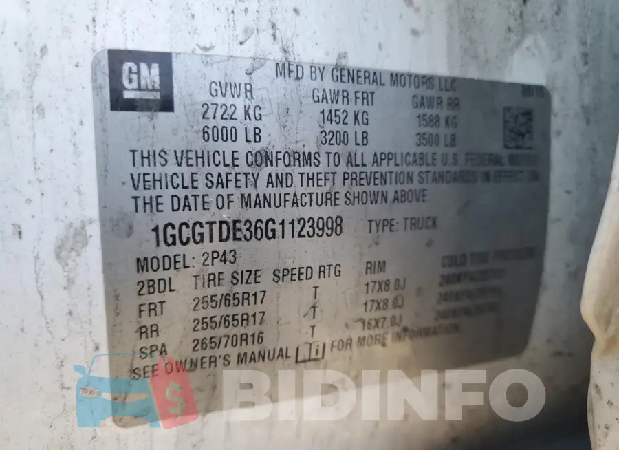 1GCGTDE36G1123998 Photo# 12