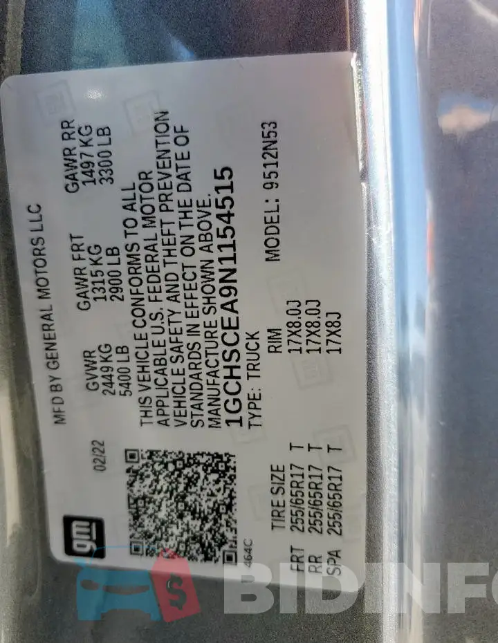 1GCHSCEA9N1154515 Photo# 12