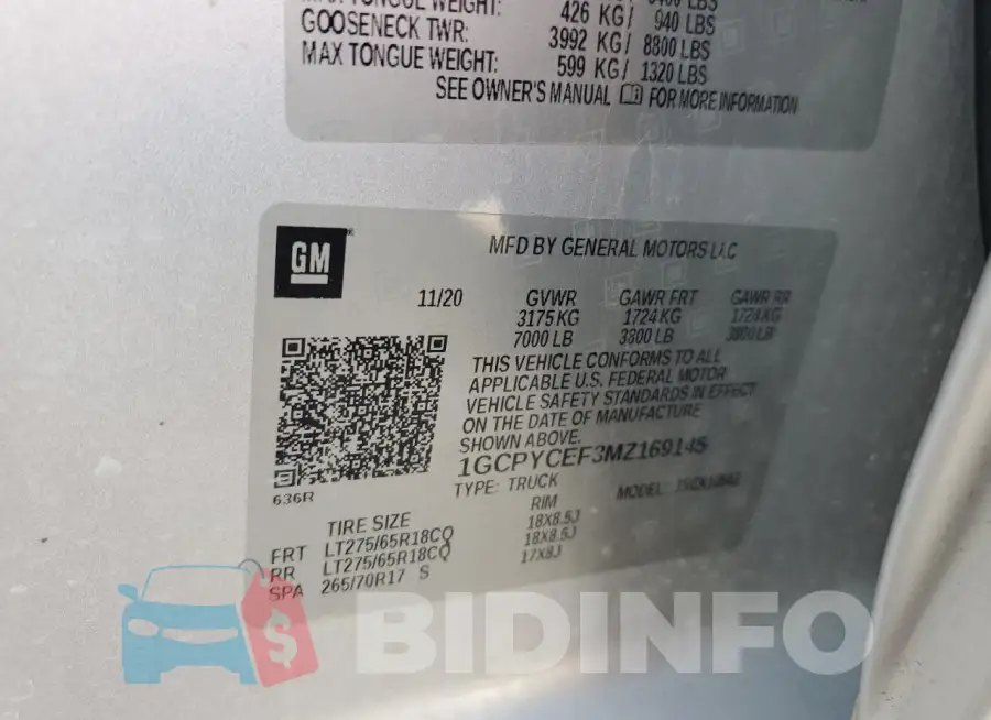 1GCPYCEF3MZ169145 Photo# 12