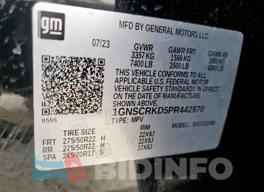 1GNSCRKD5PR442970 Photo# 13