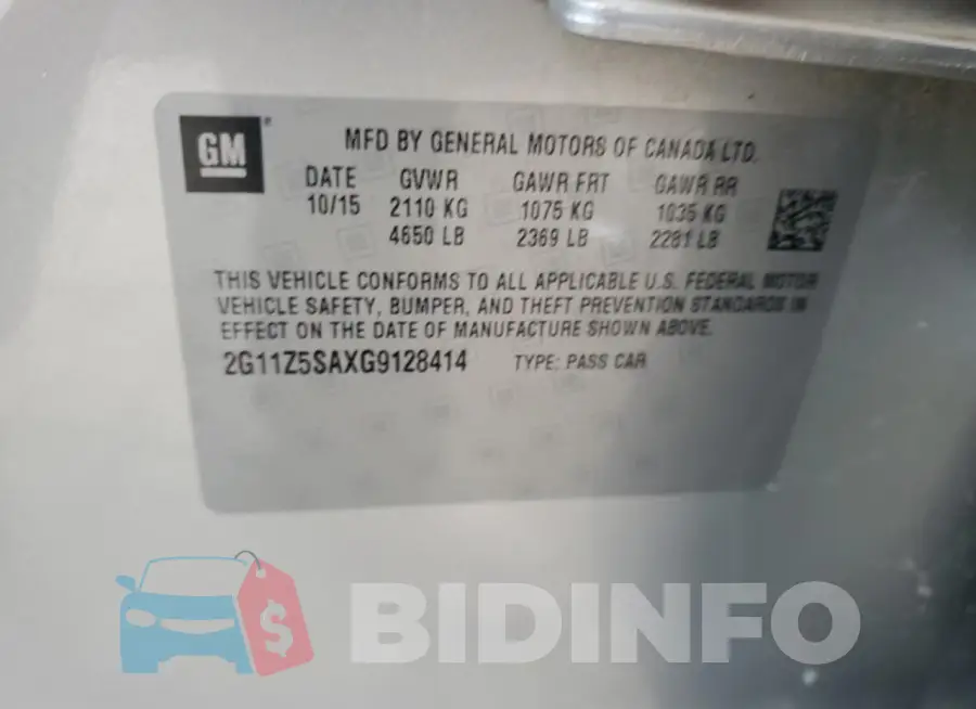 2G11Z5SAXG9128414 Photo# 12