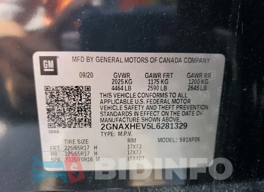 2GNAXHEV5L6281329 Photo# 13