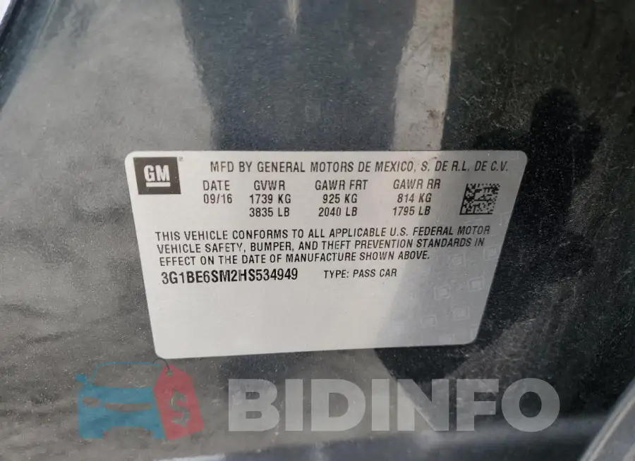 3G1BE6SM2HS534949 Photo# 13