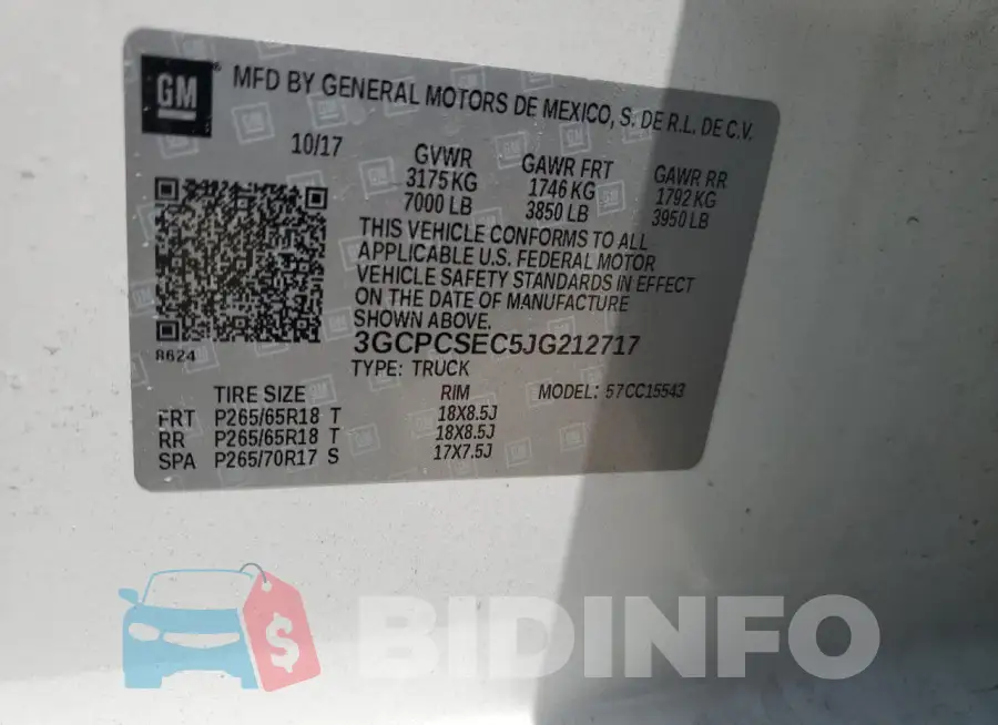 3GCPCSEC5JG212717 Photo# 13