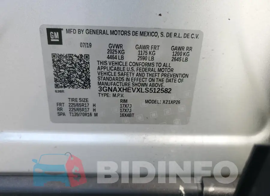3GNAXHEVXLS512582 Photo# 13