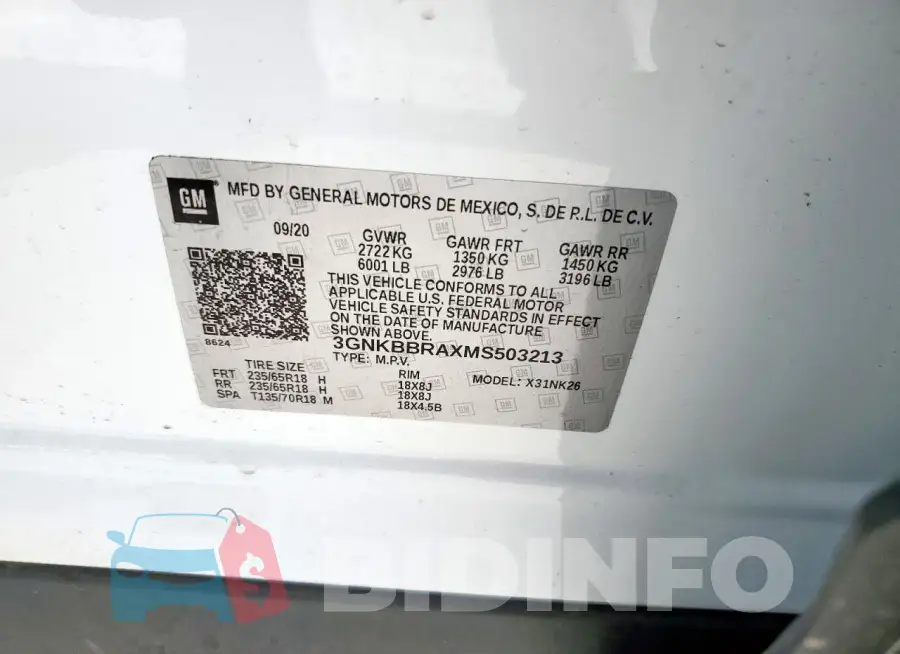 3GNKBBRAXMS503213 Photo# 13