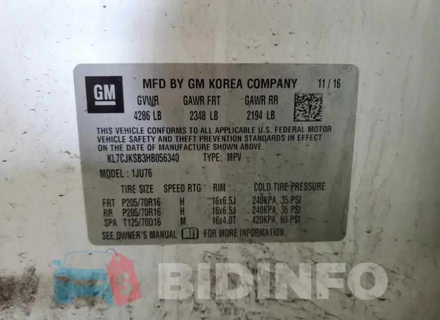 KL7CJKSB3HB056340 Photo# 13