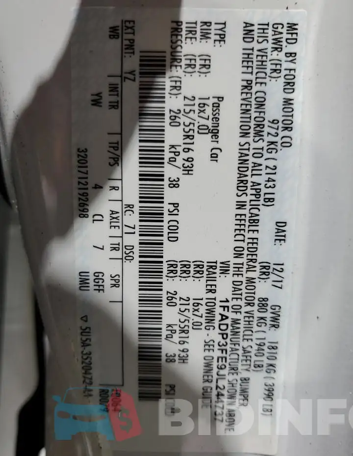 1FADP3FE9JL244737 Photo# 12
