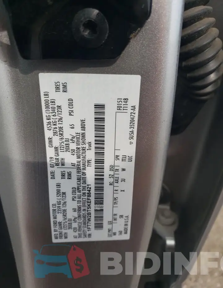 1FT7W2BT5KEF88421 Photo# 12