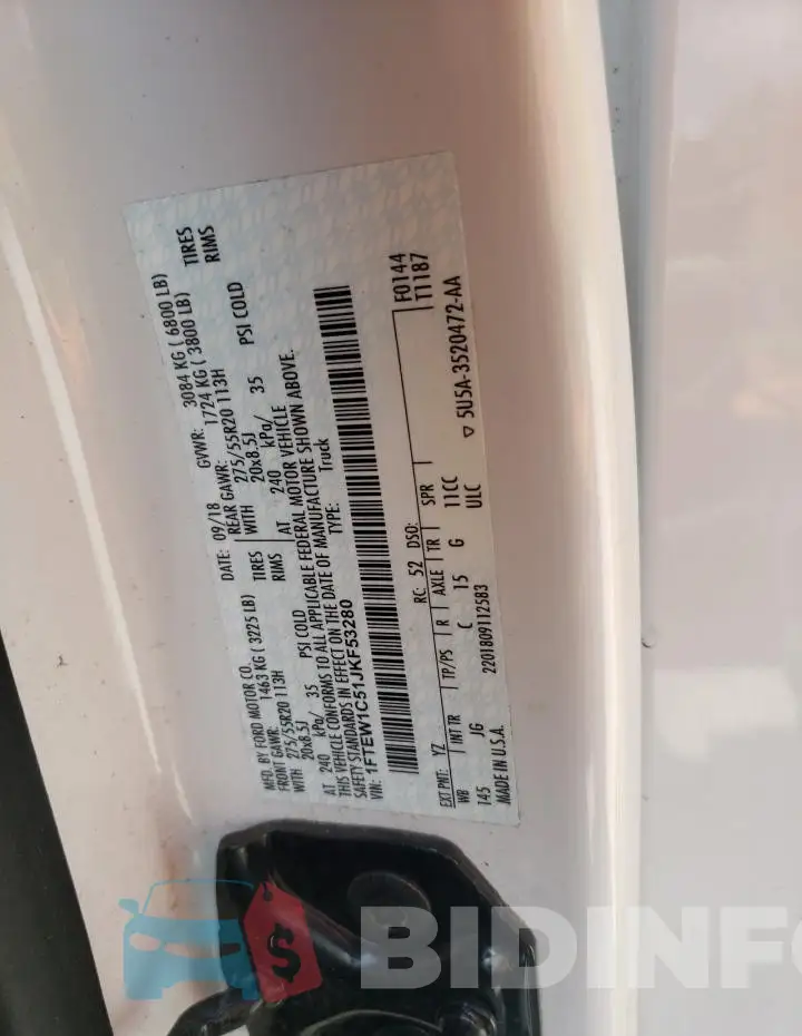 1FTEW1C51JKF53280 Photo# 12
