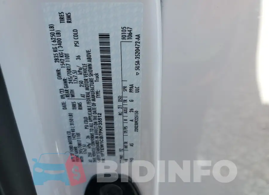 1FTEW1CB7PKF35512 Photo# 13