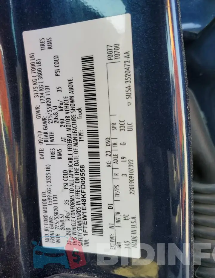 1FTEW1E48KFD09558 Photo# 12