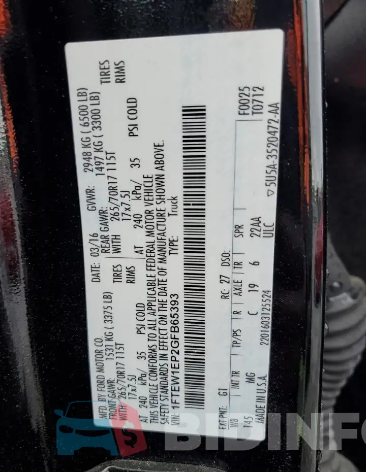 1FTEW1EP2GFB65393 Photo# 12