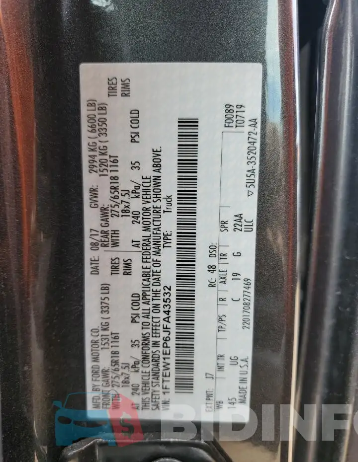1FTEW1EP6JFA43532 Photo# 12